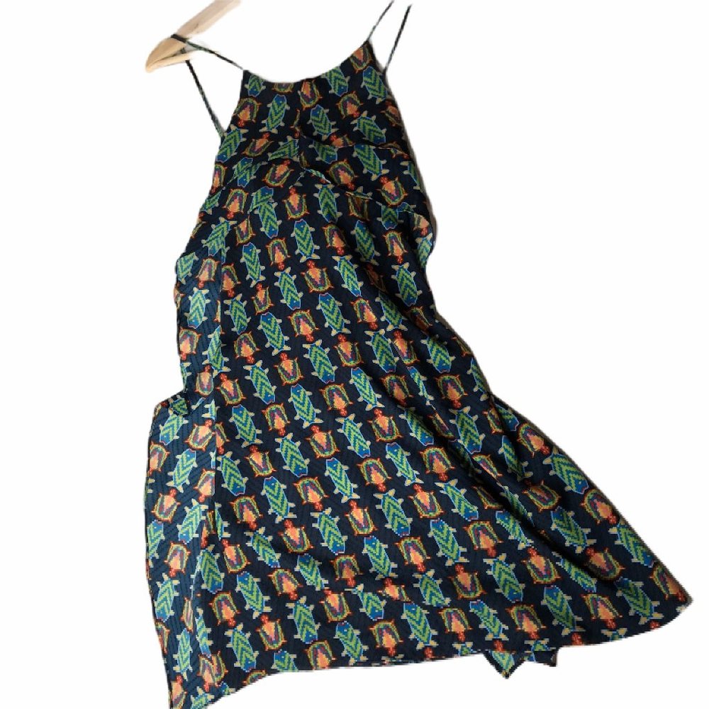 New NWT BCBG Max Azria Dress Blue Green Turtles XS
